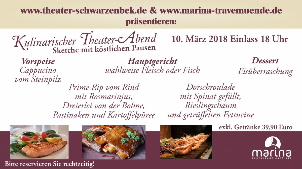 Unser Menü zum Kulinarischen Theater-Abend am 10. März 2018